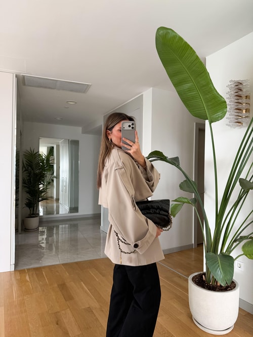 Fp Kısa Trençkot - Taş