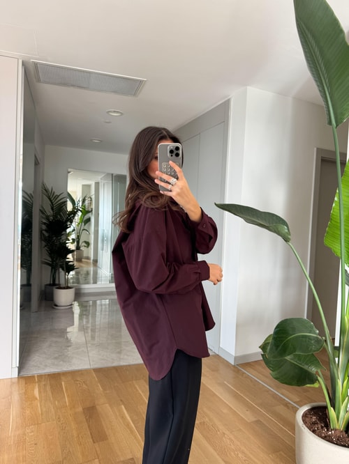 Fp Oversize Poplin Gömlek- Bordo