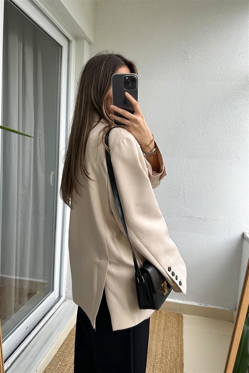 Frankie Oversize Blazer Ceket-Bej