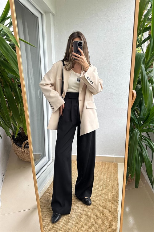 Frankie Oversize Blazer Ceket-Bej