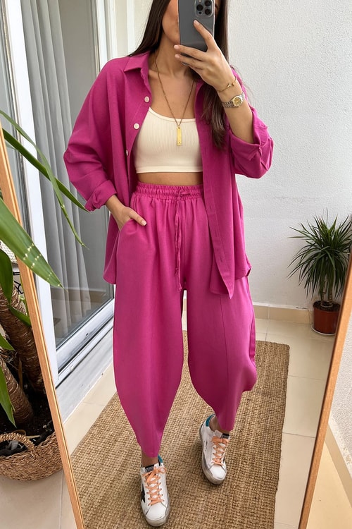 Fuşya Pembe Şalvar Pantolon