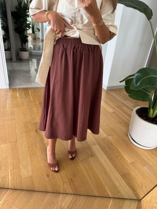 Gaby Beli Lastikli Tensel Etek -Kiremit