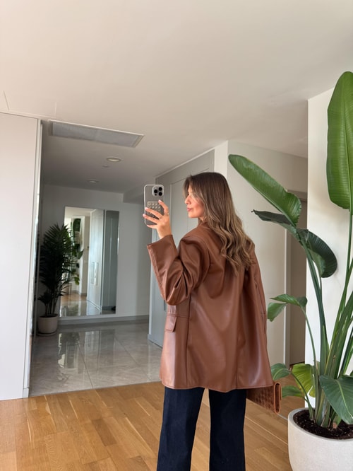 Georg Kapak Cepli Deri Ceket - Kahve