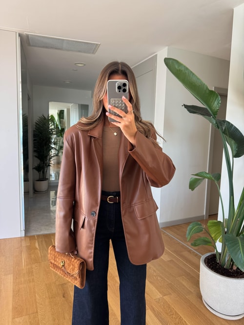 Georg Kapak Cepli Deri Ceket - Kahve