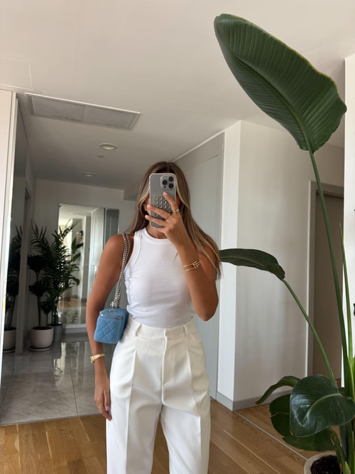 Halter Yaka Fitilli Atlet - Beyaz