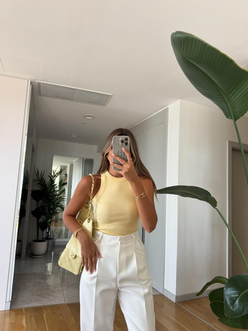 Halter Yaka Fitilli Atlet - Sarı 