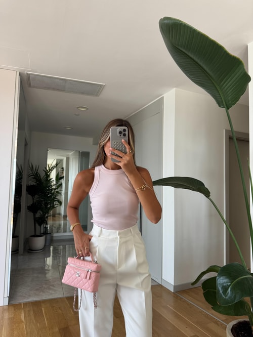 Halter Yaka Fitilli Atlet - Toz Pembe