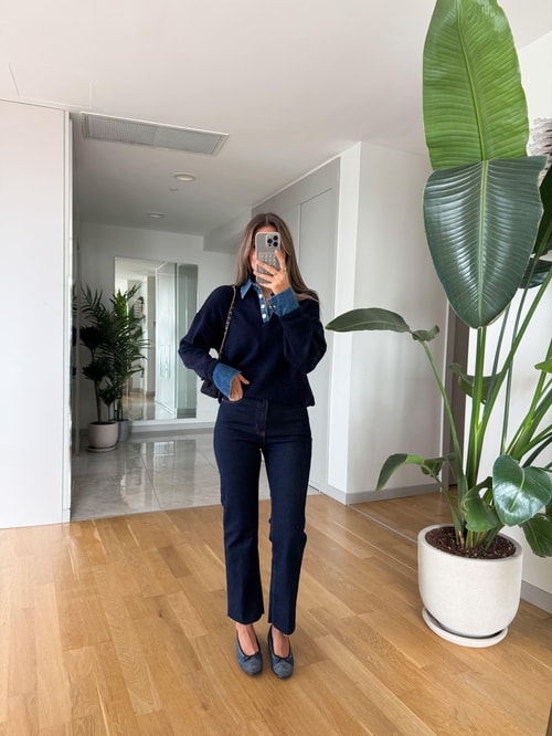 Irana Kemerli Kesik Paça Jean - Lacivert