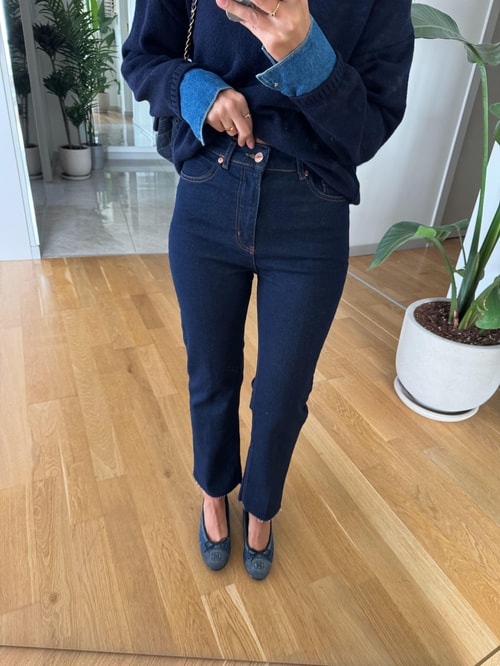 Irana Kemerli Kesik Paça Jean - Lacivert