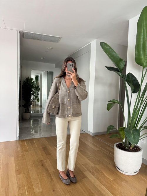 Irana Kesik Paça Jean - Ekru 