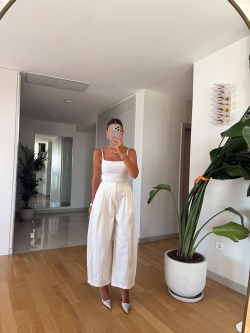 İthal Taşlı Balon Pantolon - Ekru