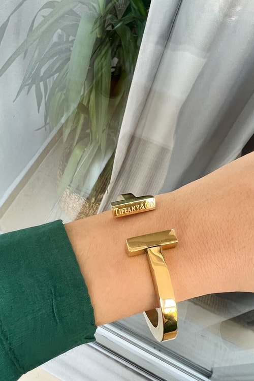İthal Tiffany Gold Kalın T Kelepçe Bileklik