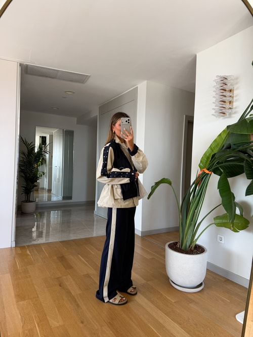 July Kapüşonlu Garnili Takım - Lacivert