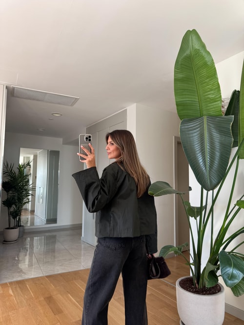 Kadife Yakalı Cepli Parka - Haki 