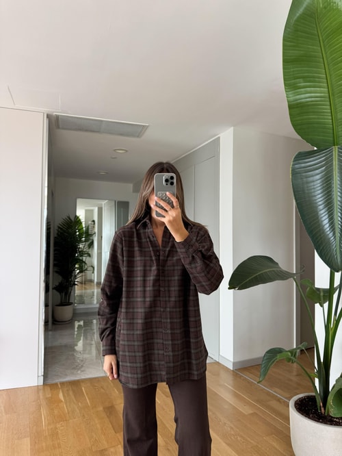 Kahve Haki Ekoseli Gömlek