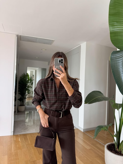 Kahve Haki Ekoseli Gömlek