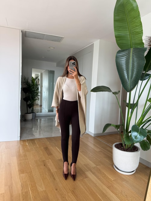 Kahve Önden Dikişli Füzo Tayt