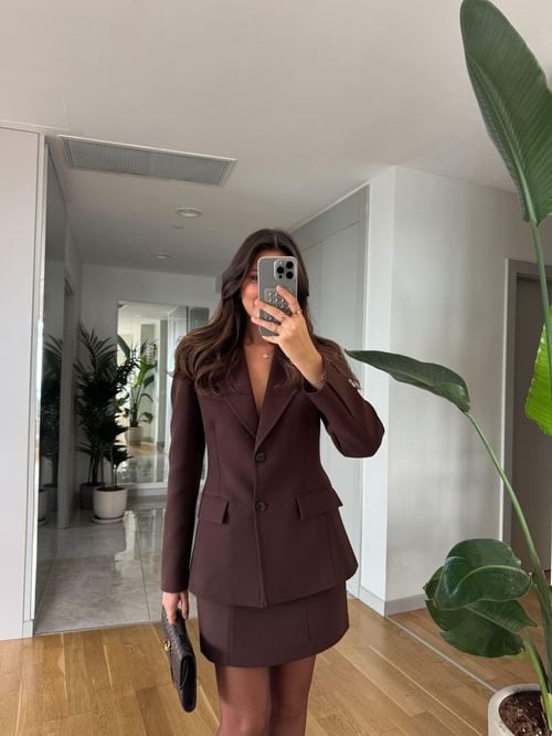 Kahve Premium Peplum Blazer