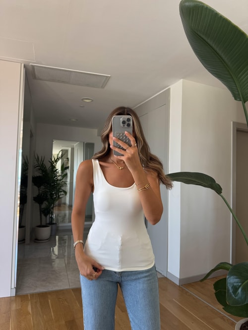 Kalın Askılı Poliamid Atlet - Ekru