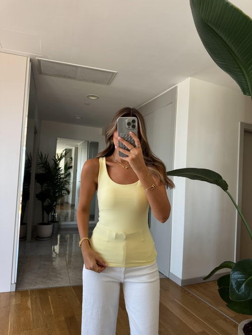 Kalın Askılı Poliamid Atlet - Sarı