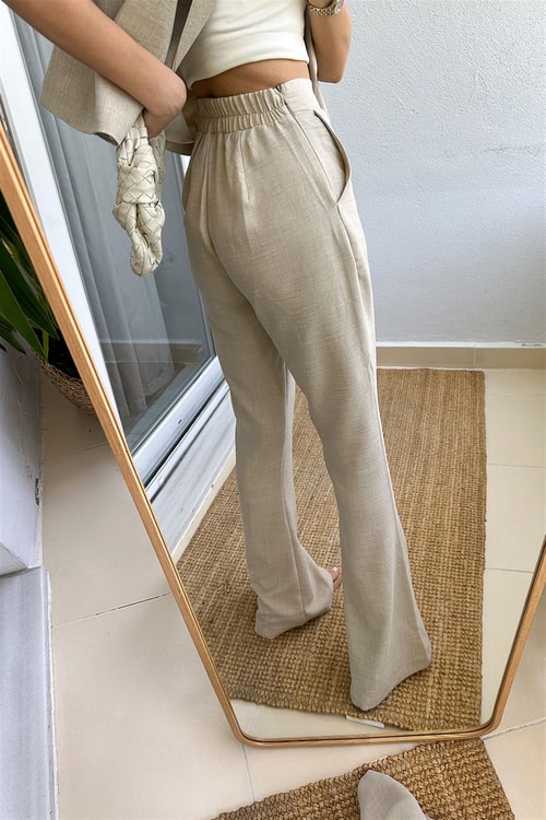 Karlie Beli Lastikli İspanyol Kesim Pantolon