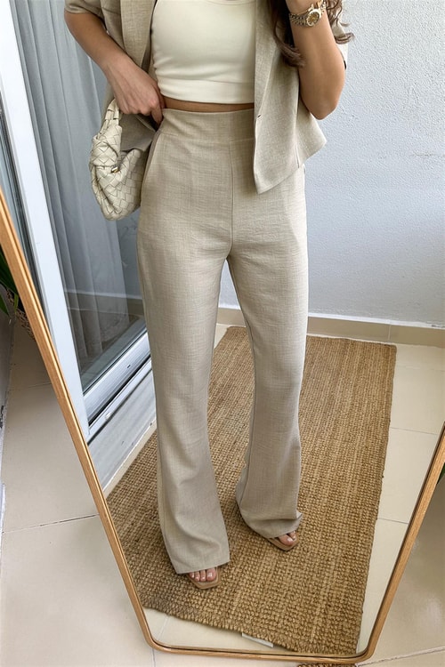 Karlie Beli Lastikli İspanyol Kesim Pantolon