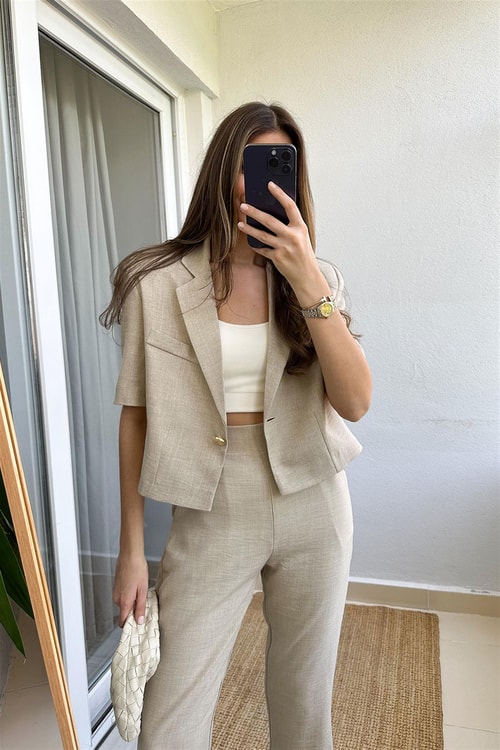 Karlie Crop Kısa Kollu Ceket