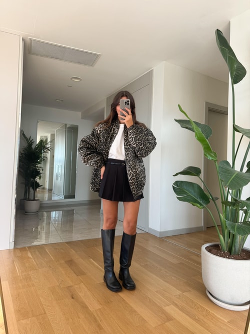 Kemerli Piliseli Şort Etek-Siyah