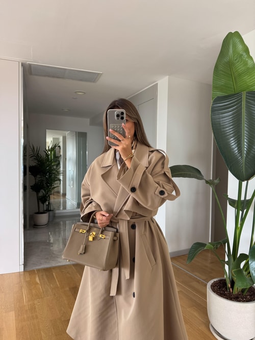 Kesha Uzun Salaş Trençkot - Camel