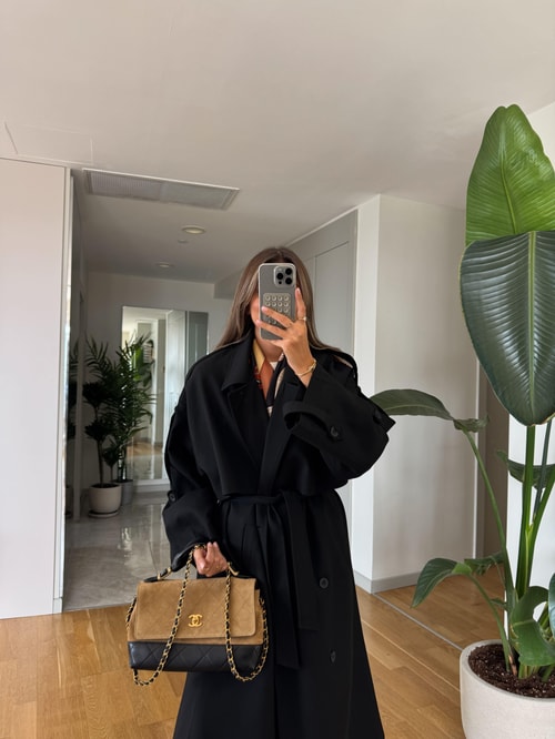 Kesha Uzun Salaş Trençkot - Siyah