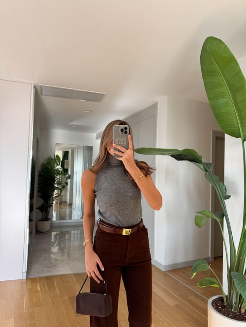 Kolsuz Boğazlı Triko Atlet - Gri