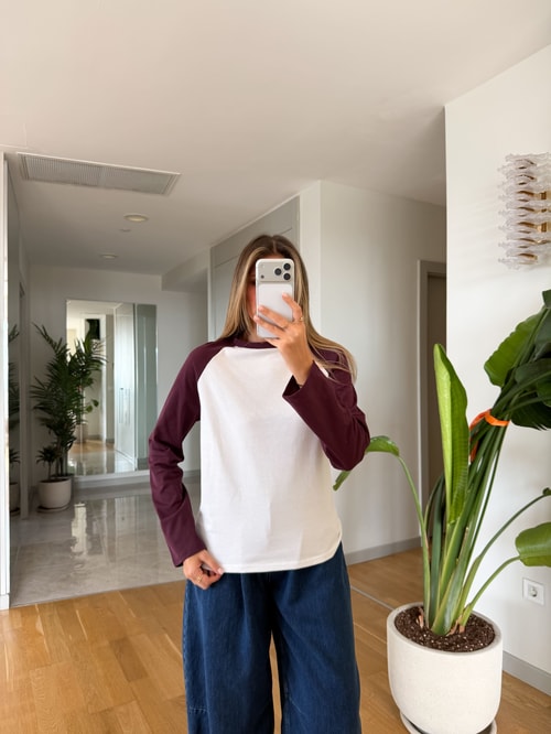 Kolu Renkli Sweatshirt - Mürdüm