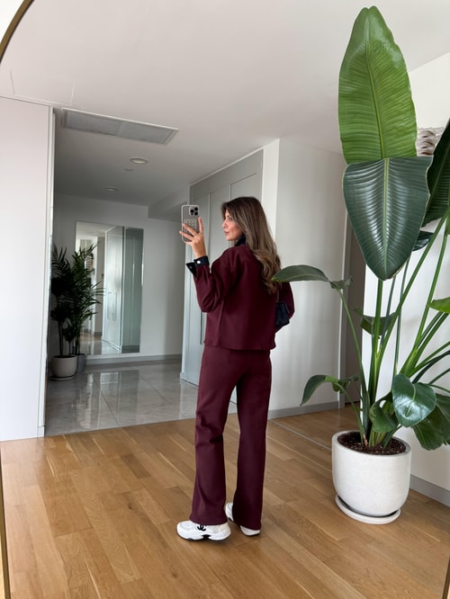 Kot Garnili Eşofman Takımı - Bordo