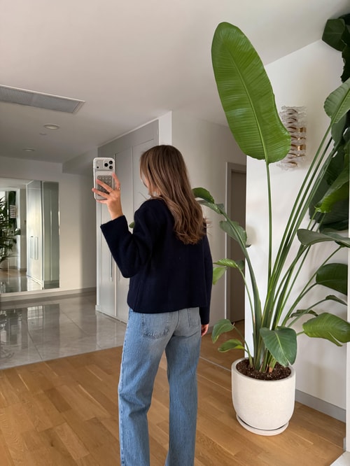 Kot Garnili Triko Hırka -Lacivert