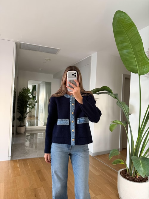 Kot Garnili Triko Hırka -Lacivert