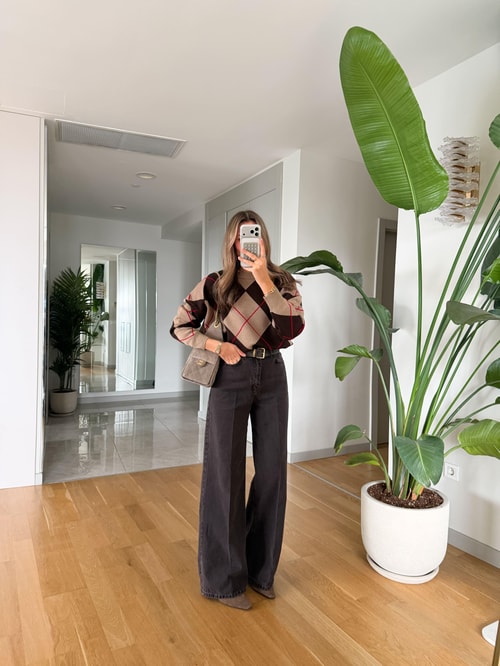 Koyu Kahve Wide Leg Jean