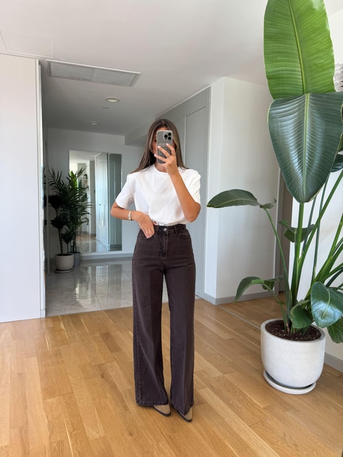 Koyu Kahve Wide Leg Jean