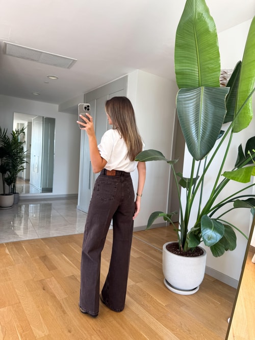 Koyu Kahve Wide Leg Jean