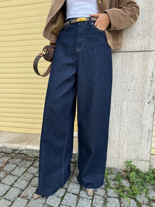 Koyu Lacivert Palazzo Jean