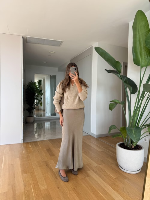 Kruvaze Bağlamalı Triko Hırka - Taş