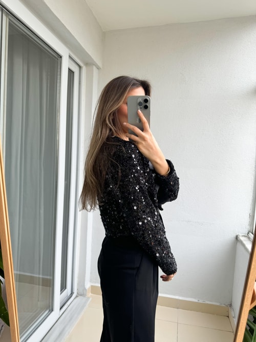 Kurdelalı Pullu Ceket Bluz
