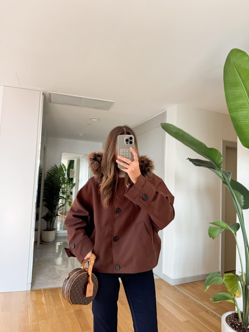 Kürk Kapşonlu Parka - Kahve