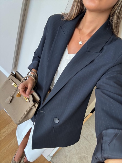 Lacivert Çizgili Blazer Ceket 