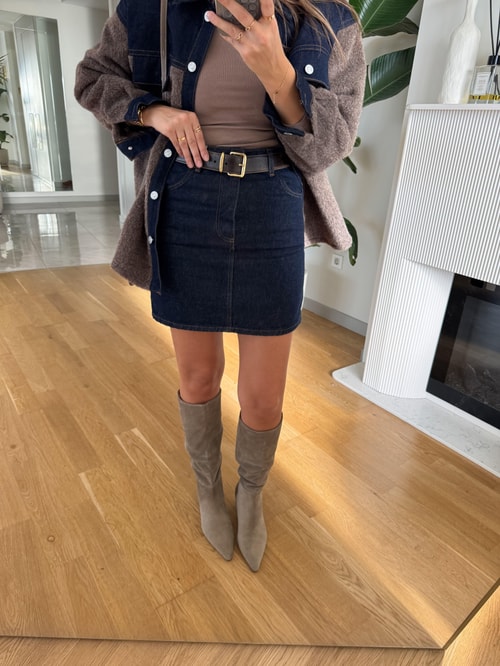 Lacivert Denim Mini Etek