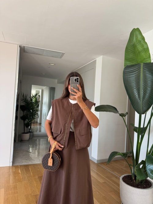 Larimar Yelek Etek Takım - Kahve