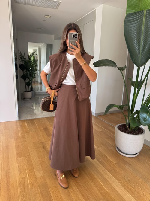 Larimar Yelek Etek Takım - Kahve