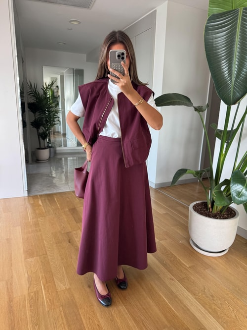 Larimar Yelek Etek Takım - Mürdüm 