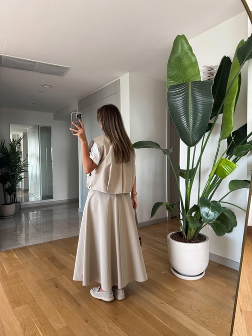 Larimar Yelek Etek Takım - Taş