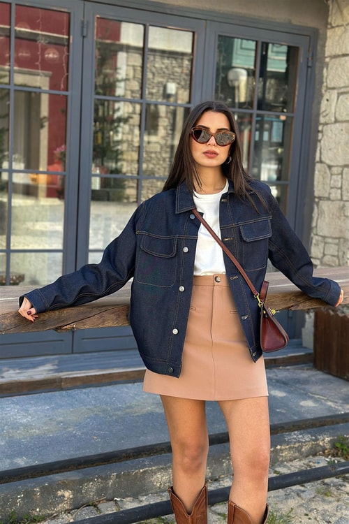 Laura Cepli Mini Etek-Camel