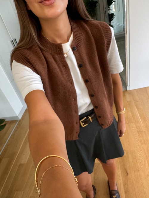 Lauren Düğmeli Yelek Camel